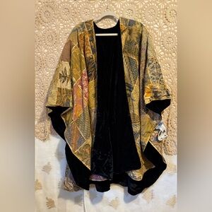 1990's Vintage DEADSTOCK Daily Planet Reversible Velvet & Gold Cotton Wrap • OS